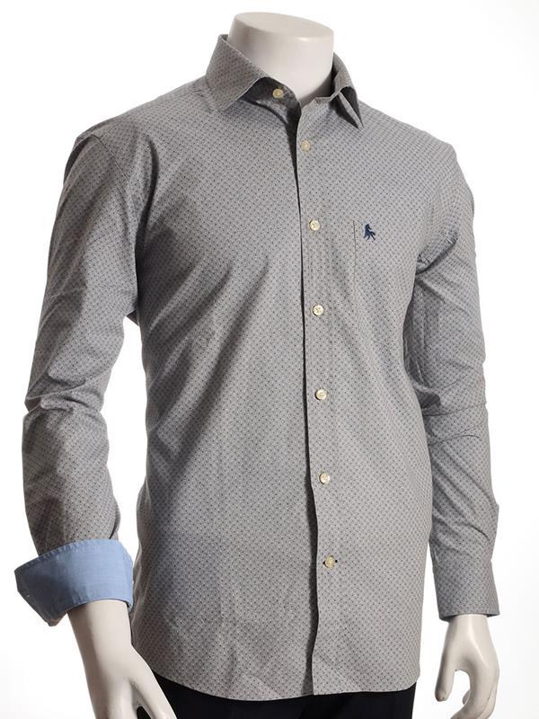 Danny Light Grey Printed Full sleeve single cuff   Cotton Shirt