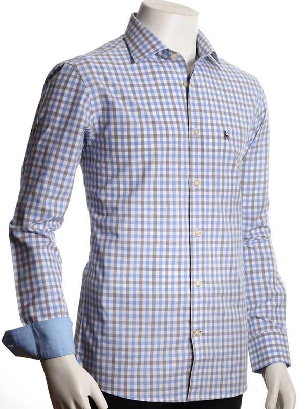 Norte Light Grey Check Full sleeve single cuff   Cotton Shirt