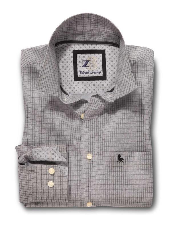 Kvass Light Grey Check Full sleeve single cuff   Cotton Shirt