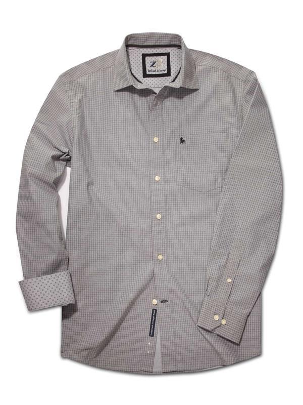 Kvass Light Grey Check Full sleeve single cuff   Cotton Shirt