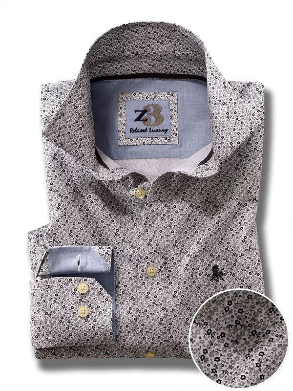 Ditsy Light Grey Printed Full sleeve single cuff   Cotton Shirt