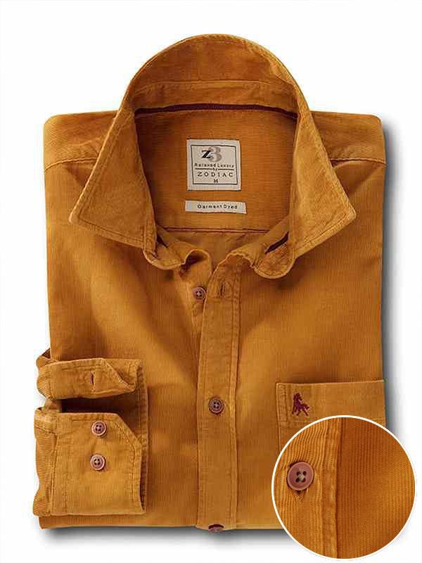 Rodeo Mustard Corduroy Full sleeve single cuff   Cotton Shirt