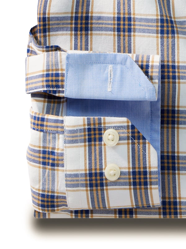 Asano Twill Mustard Check Full Sleeve Tailored Fit Casual Cotton Shirt
