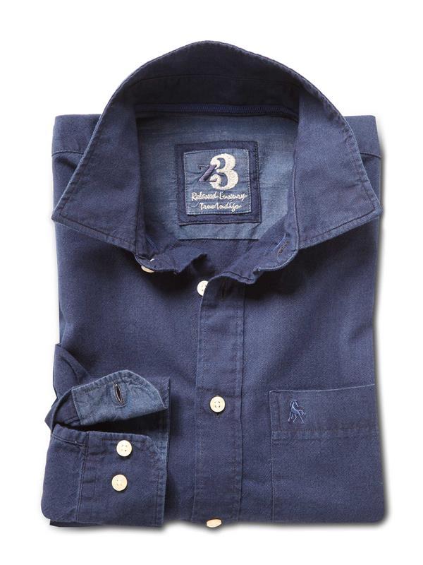 Wyatt Indigo Navy Solid Full sleeve single cuff   Cotton Shirt
