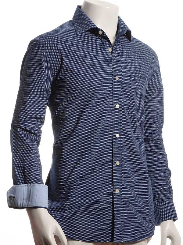 Sanchez Navy Printed Full sleeve single cuff   Cotton Shirt