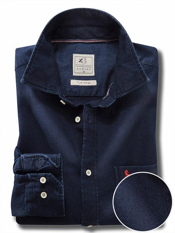 Sundance Indigo Navy Solid Full sleeve single cuff   Cotton Shirt