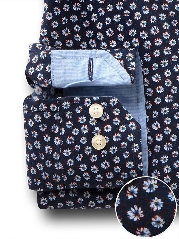 Sunflower Navy Printed Full sleeve single cuff   Cotton Shirt