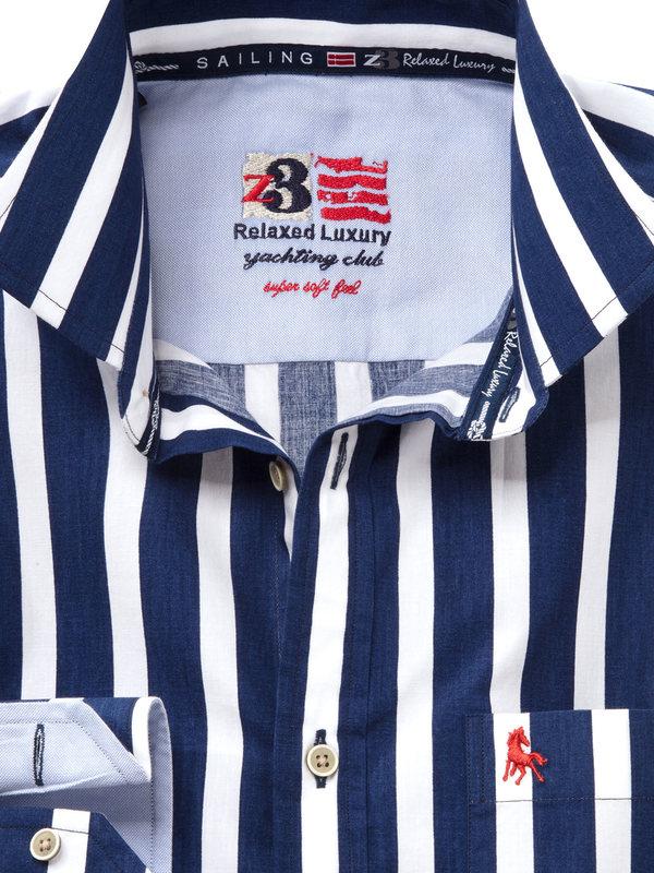 Sevilla Navy Striped Full sleeve single cuff   Cotton Shirt