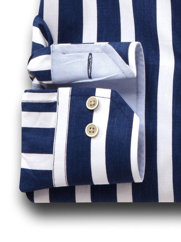 Sevilla Navy Striped Full sleeve single cuff   Cotton Shirt