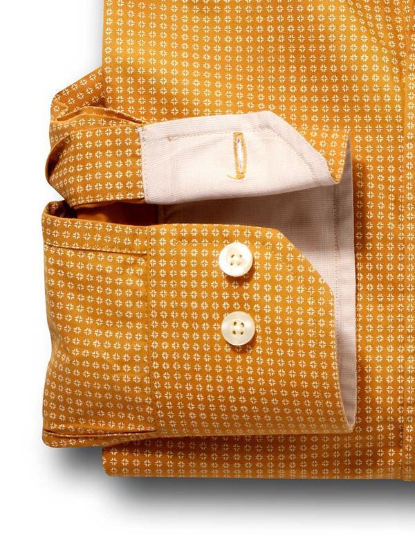Arturo Ochre Printed Full sleeve single cuff   Cotton Shirt