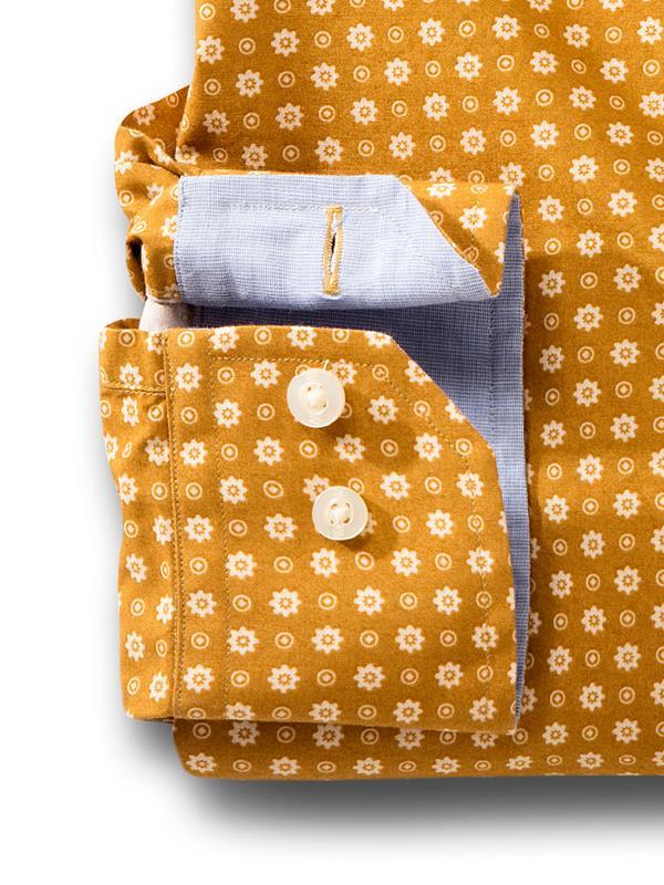 Lopez Ochre Printed Full sleeve single cuff   Cotton Shirt