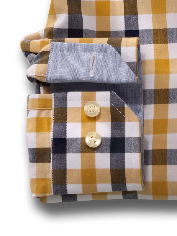 Granada Ochre Check Full sleeve single cuff   Cotton Shirt