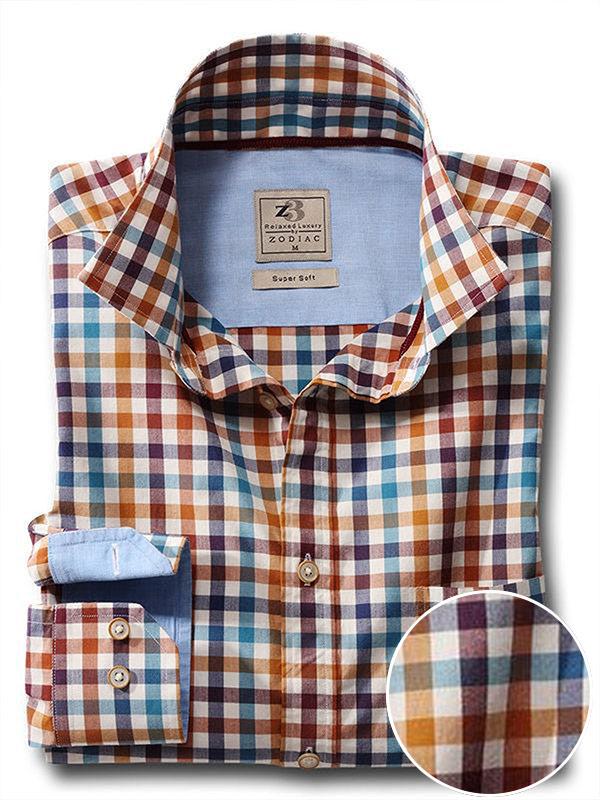 Carver Ochre Check Full sleeve single cuff   Cotton Shirt