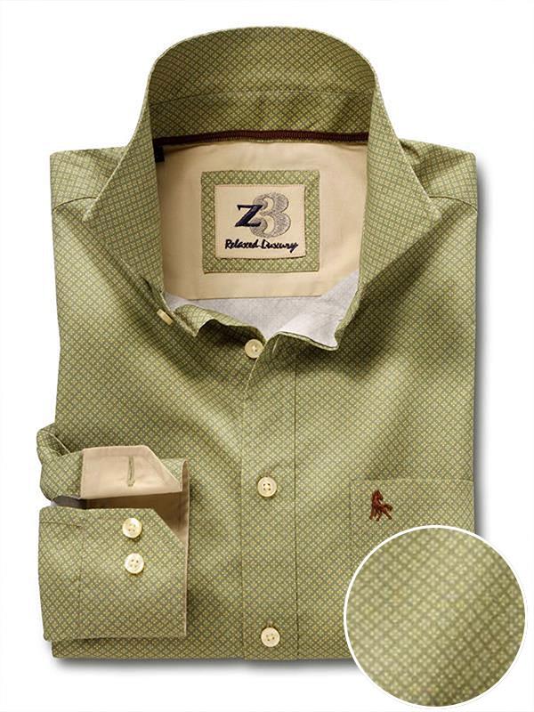 Murray Olive Printed Full sleeve single cuff   Cotton Shirt