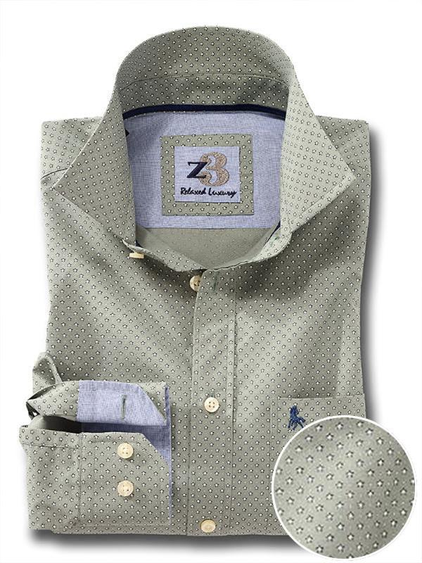Pryor Olive Printed Full sleeve single cuff   Cotton Shirt