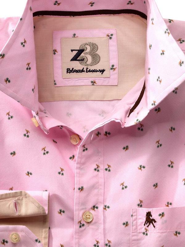 Islands Pink Printed Full sleeve single cuff   Cotton Shirt