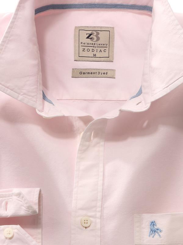 Marbella Pink Solid Full sleeve single cuff   Cotton Shirt