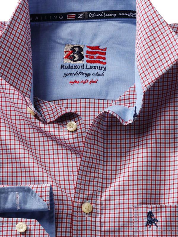 Edberg Red Check Full sleeve single cuff   Blended Shirt