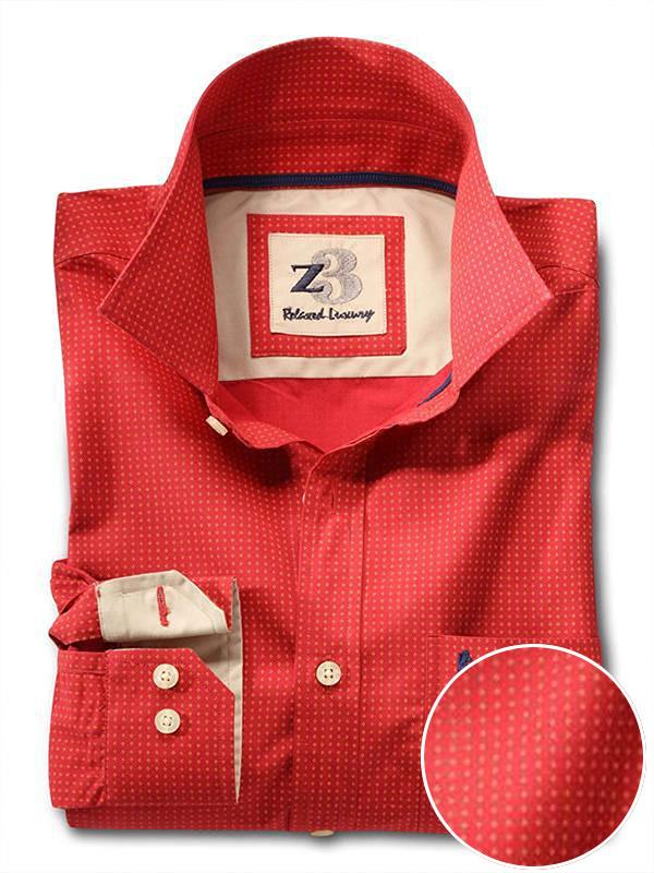 Novak Red Printed Full sleeve single cuff Slim Fit  Cotton Shirt