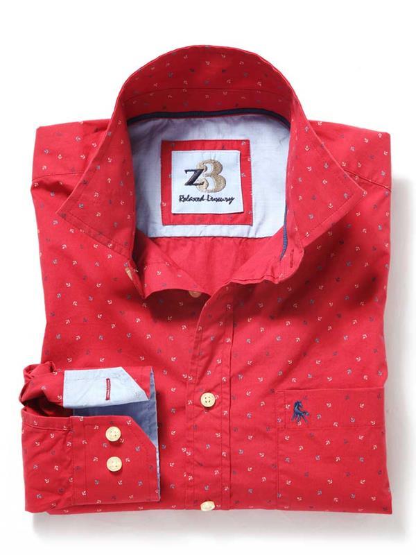 Anchors Red Printed    Cotton Shirt