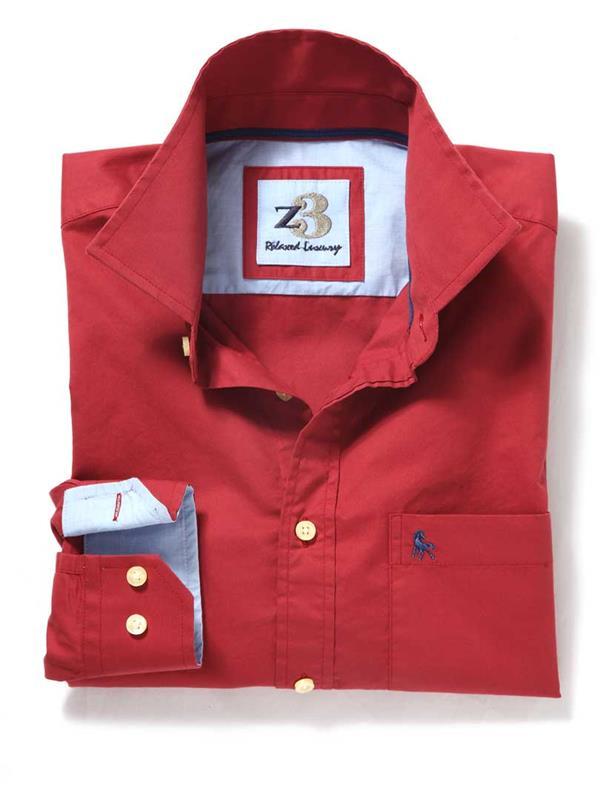 Bloom Red Solid    Cotton Shirt