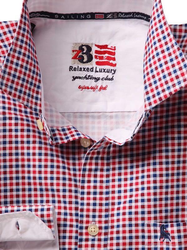 Captain Red Check Full sleeve single cuff   Cotton Shirt