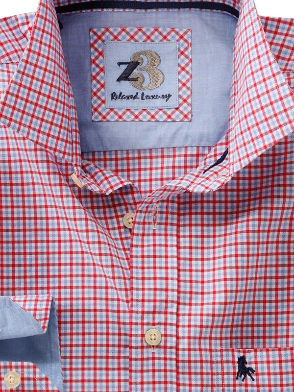 Wayne Red Check Full sleeve single cuff   Blended Shirt