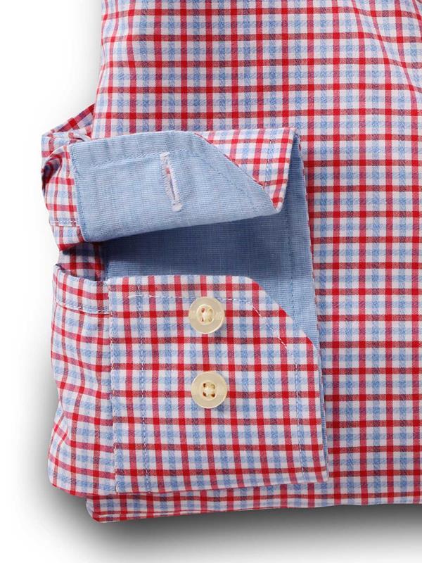 Wayne Red Check Full sleeve single cuff   Blended Shirt
