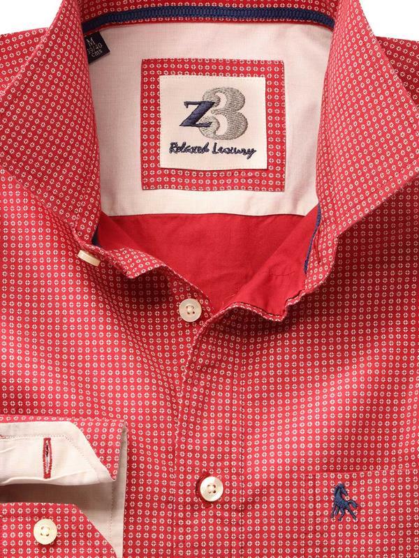 Arturo Red Printed Full sleeve single cuff   Cotton Shirt