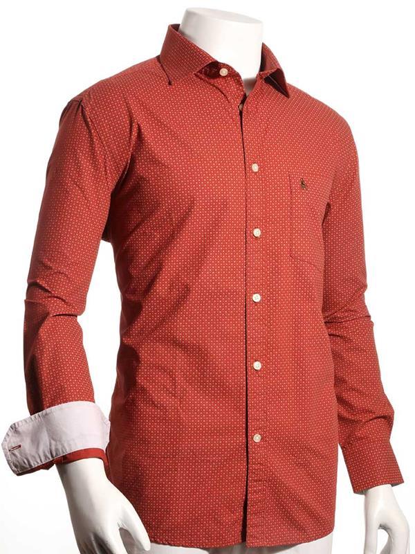 Modric Red Printed Full sleeve single cuff   Cotton Shirt