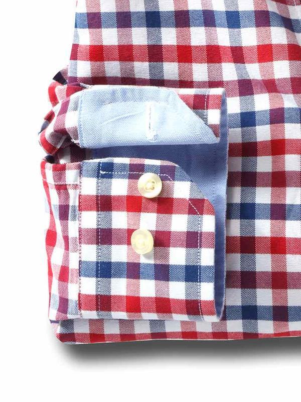 Natadola Red Check Full sleeve single cuff   Cotton Shirt