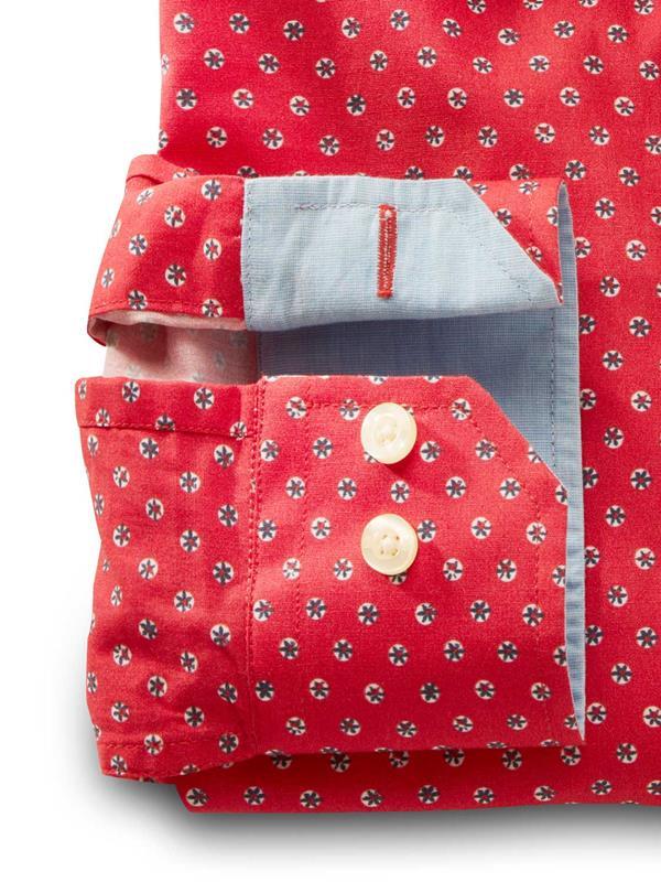 Maho Red Printed Full sleeve single cuff   Cotton Shirt