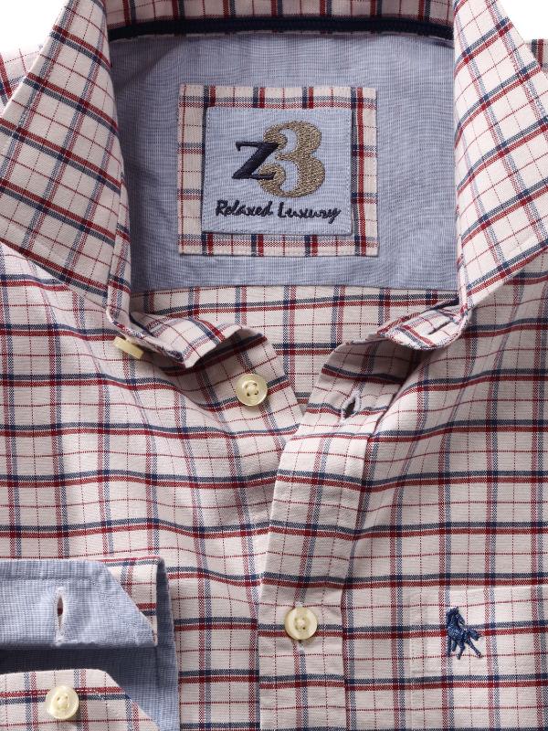Dunham Red Check Full sleeve single cuff   Cotton Shirt