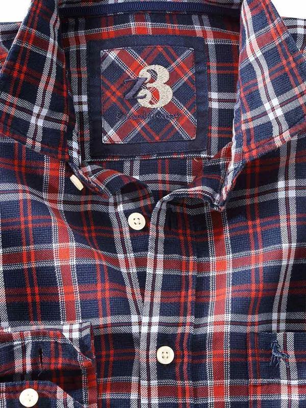 Jack Indigo Red Check Full sleeve single cuff   Cotton Shirt