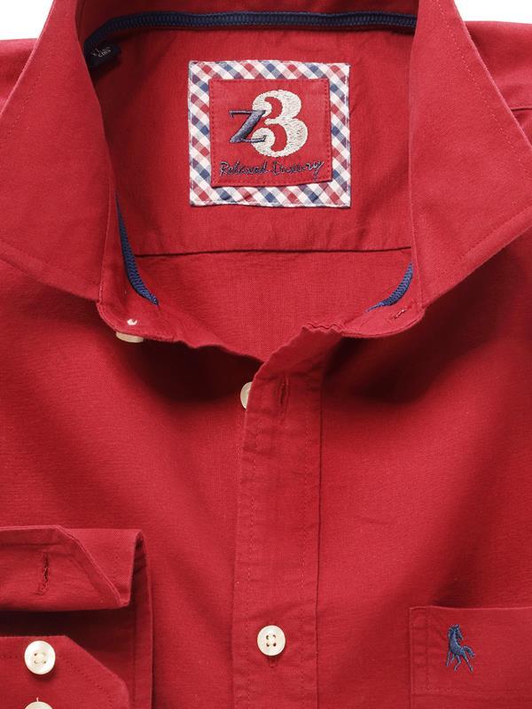 Eddie Red Solid Full sleeve single cuff   Cotton Shirt