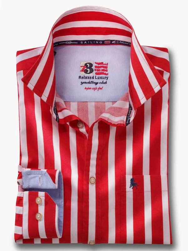 Sevilla Red Striped Full sleeve single cuff   Cotton Shirt