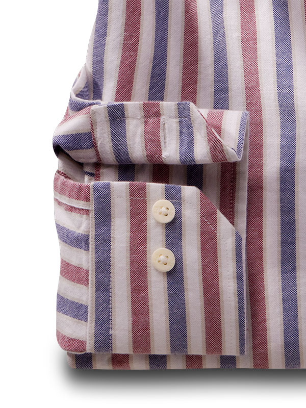 Cole Oxford Red Striped Full Sleeve Tailored Fit Casual Cotton Shirt