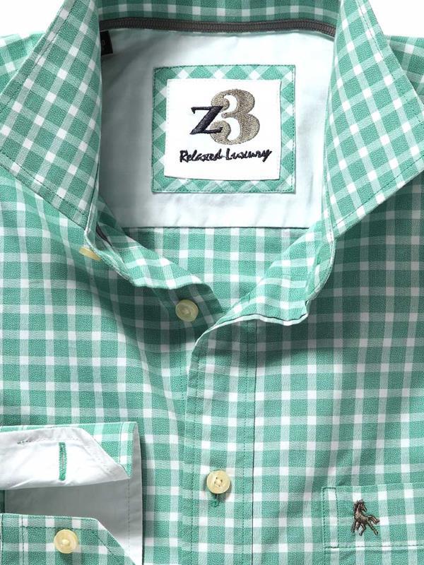 Brad Sea Green Check    Blended Shirt