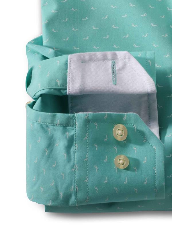 Dove Sea Green Printed Full sleeve single cuff   Cotton Shirt