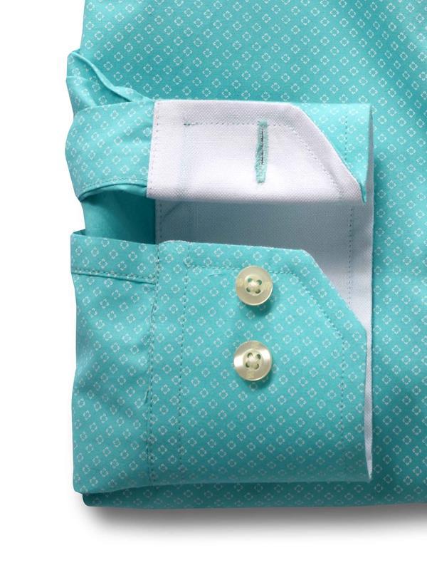 Federer Sea Green Printed Full sleeve single cuff   Cotton Shirt