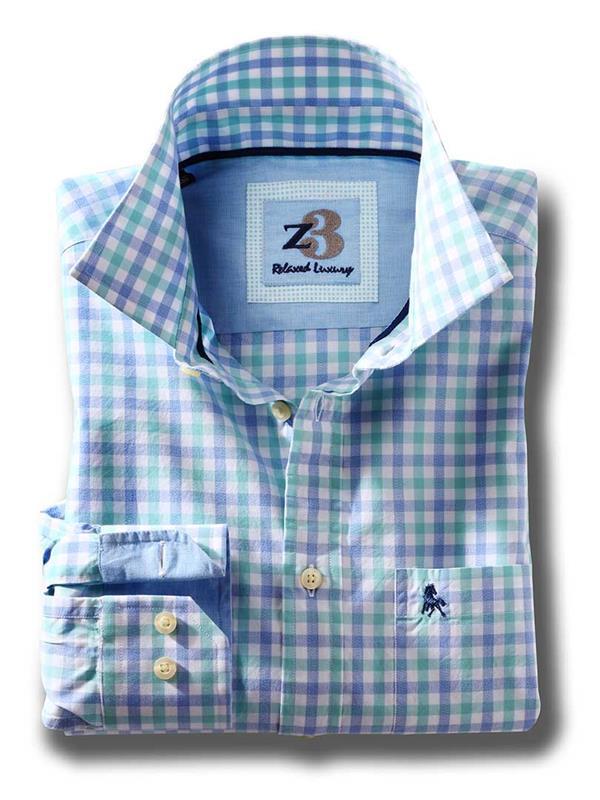 Norte Sea Green Check Full sleeve single cuff   Cotton Shirt