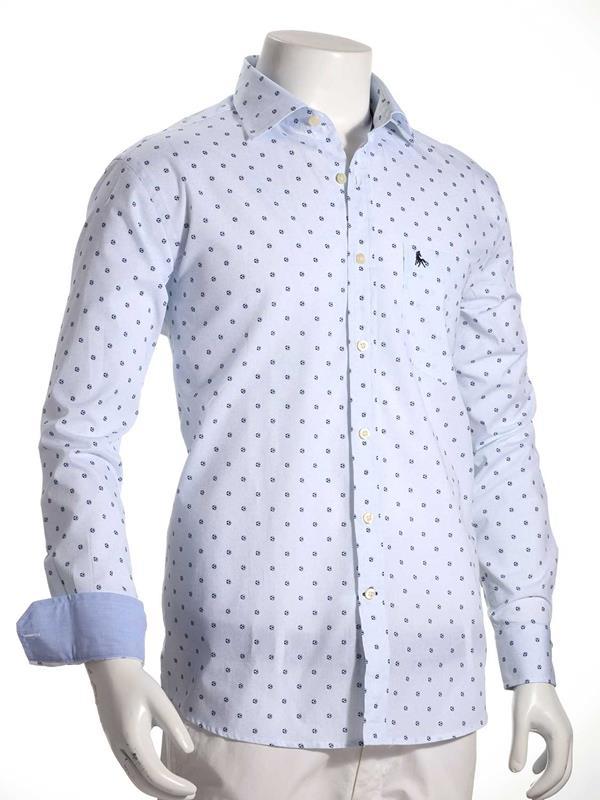 Lionel Sky Printed Full sleeve single cuff   Cotton Shirt