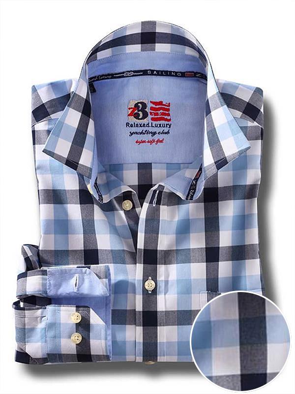 Anakena Sky Check Full sleeve single cuff   Cotton Shirt