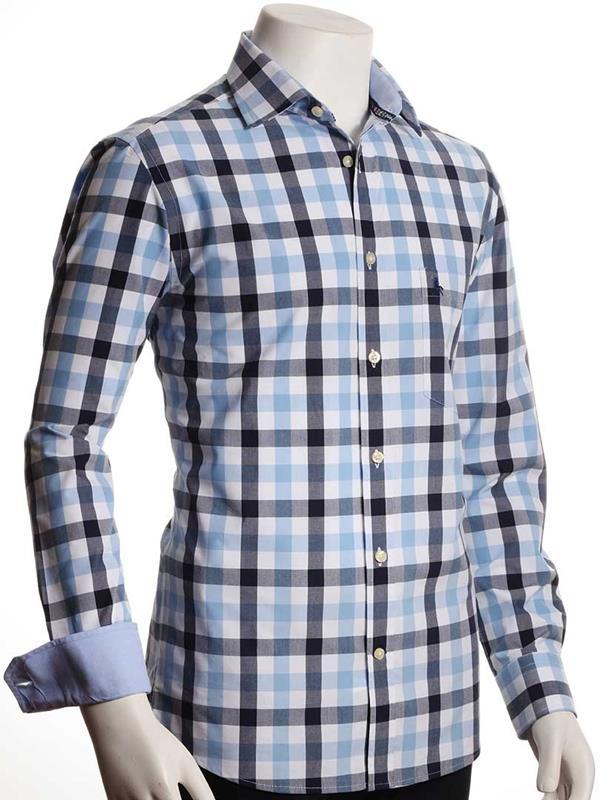 Anakena Sky Check Full sleeve single cuff   Cotton Shirt