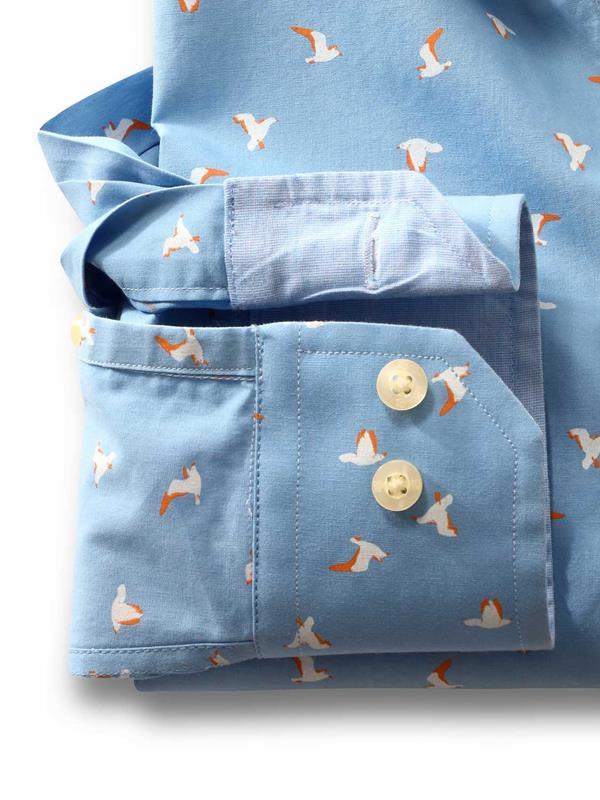 Egret Sky Printed Full sleeve single cuff   Cotton Shirt