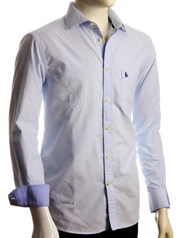 Sidari Sky Striped Full sleeve single cuff   Cotton Shirt