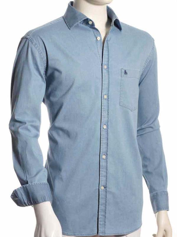 Robert Sky Solid Full sleeve single cuff   Blended Shirt