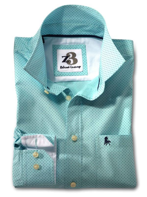 Murray Turquoise Printed Full sleeve single cuff   Cotton Shirt