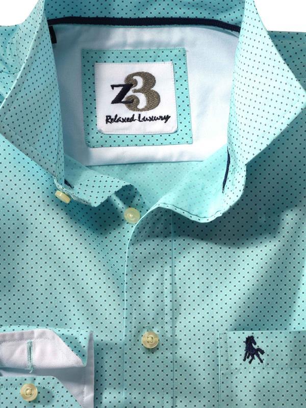 Murray Turquoise Printed Full sleeve single cuff   Cotton Shirt