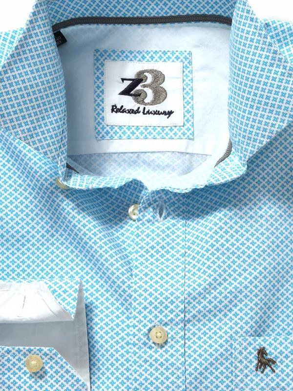 Bahamas Turquoise Printed    Cotton Shirt